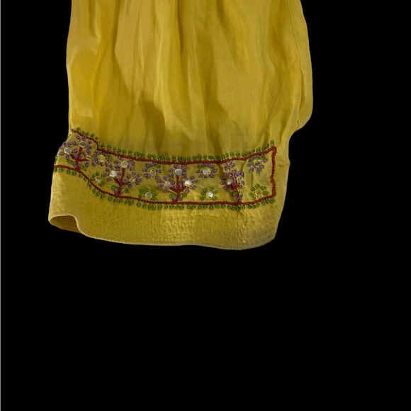 Yellow pleated embroidered boho bohemian hippie harem drawstring pants one size - Picture 4 of 5